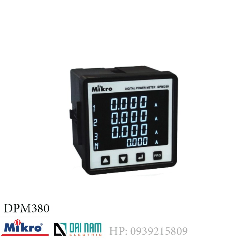 Đồng hồ giám sát điện năng Mikro DPM380-415AD truyền thông  MODBUS-RTU kích thước 96mmx96mm