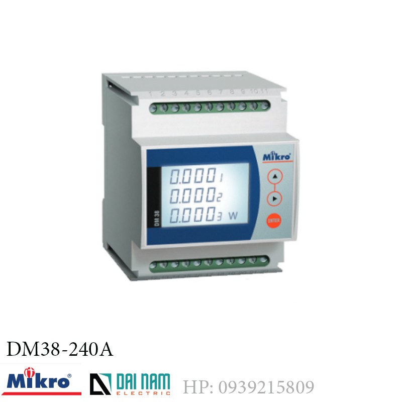 Mikro DM38-240A デジタル パワー メーター LCD ディスプレイ バックライト付き