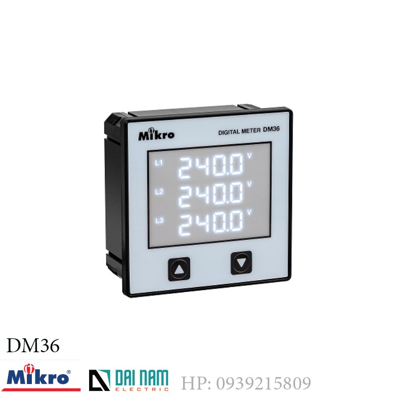 Mikro DM36V 電圧計 サイズ 96x96mm