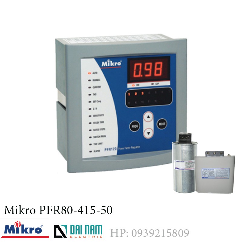 Bộ điều khiển tụ bù Mikro 8 Cấp Mikro PFR80-415-50 Dùng cho điện 3P 380V/50HZ