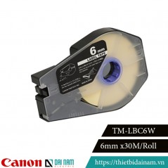 Canon TM-LBC6W 6mm 인쇄 테이프. 인쇄된 라벨 Canon 3476A023 흰색 30M 길이