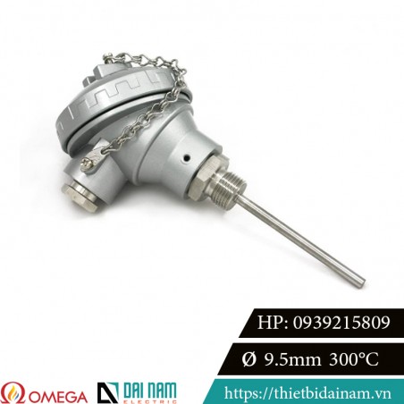 Cảm biến nhiệt độ PT100 Omega-Pt100-9.5-200-300-304 Đường kính 9.5mm dài 200mm Chịu nhiệt 300°C