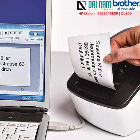 Brother QL-800 sticker label printer, label size 12-62mm, 600dpi
