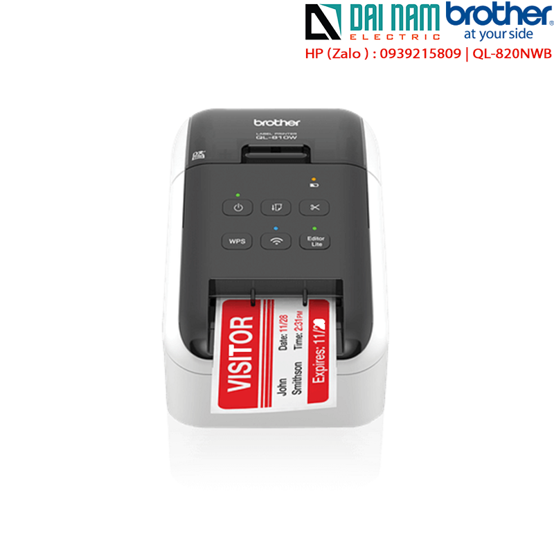 Brother QL-820NWB sticker label printer, label size 12-62mm, 600dpi
