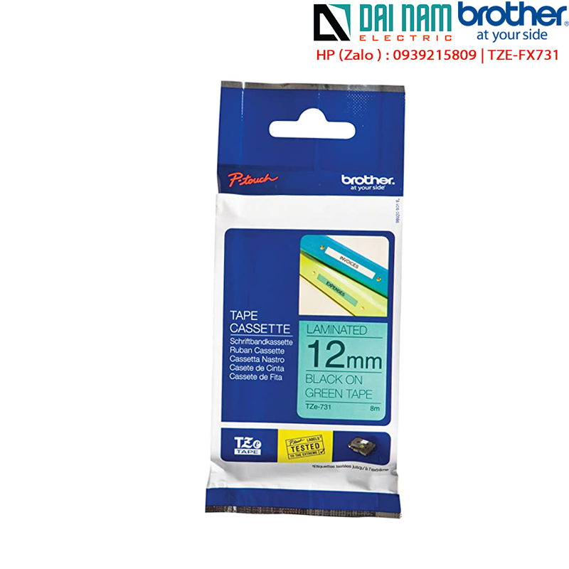 Super flexible printing label Brother TZe-FX731 Black text on blue background Size 12mmx8M