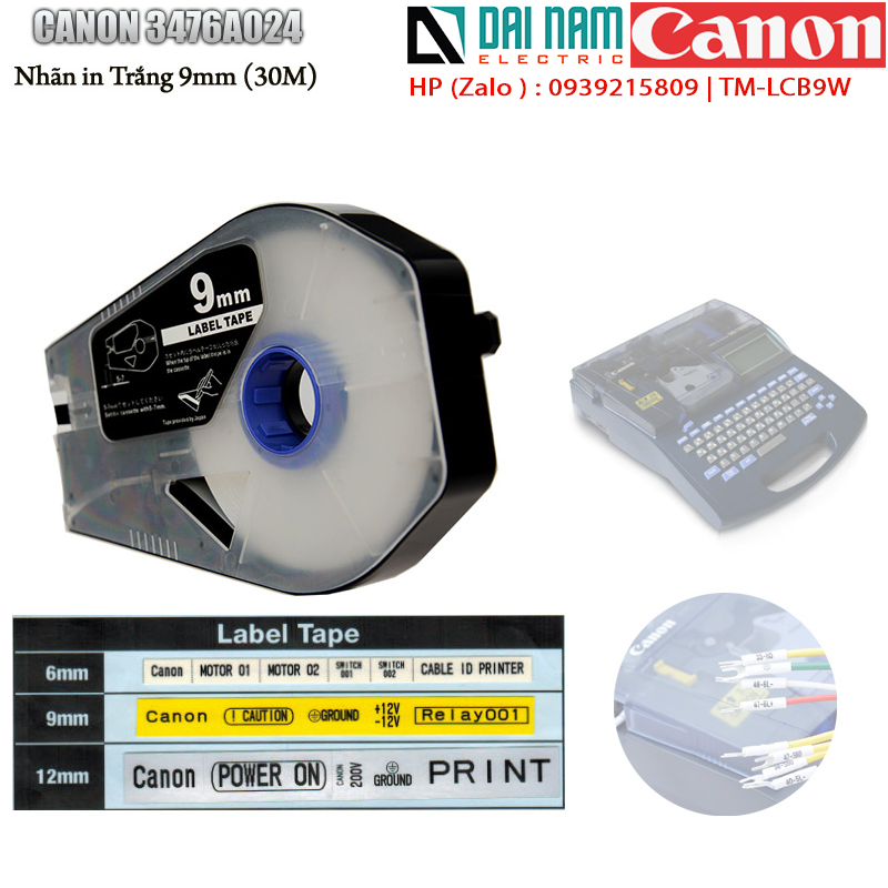 Canon 3476A024 /TM-LBC9W 9 мм белая печатная этикетка Canon Mk1500/MK2600 этикетка для трубчатого принтера