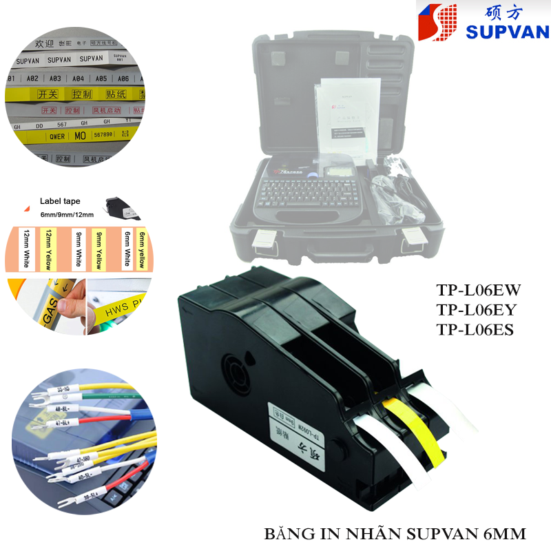 Băng in nhãn Supvan TP-L06EW, trắng , 6mmx16M/Cuộn. Dùng cho máy in TP70E/TP76E/TP80E