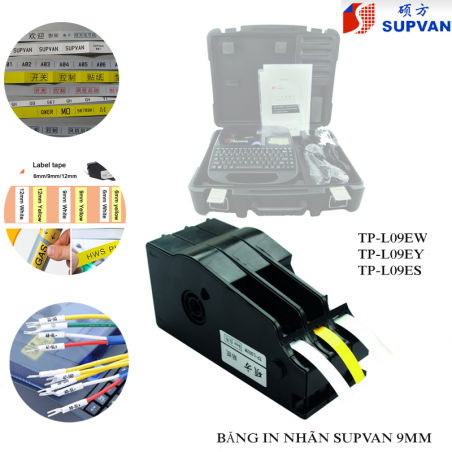 Supvan TP-L09EY 黃色9mm印刷標籤，16M長/卷。適用於賽凡TP70E/TP76E/TP80E印表機