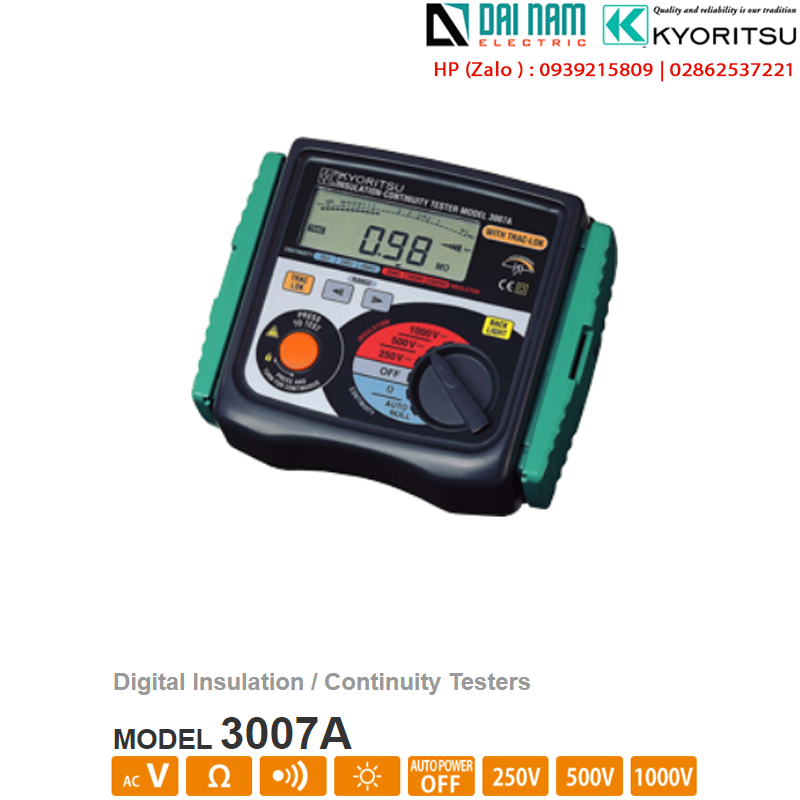 Đồng hồ đo điện trở cách điện KYORITSU 3007A thiết bị kiểm tra cách điện KYORITSU 3007A
