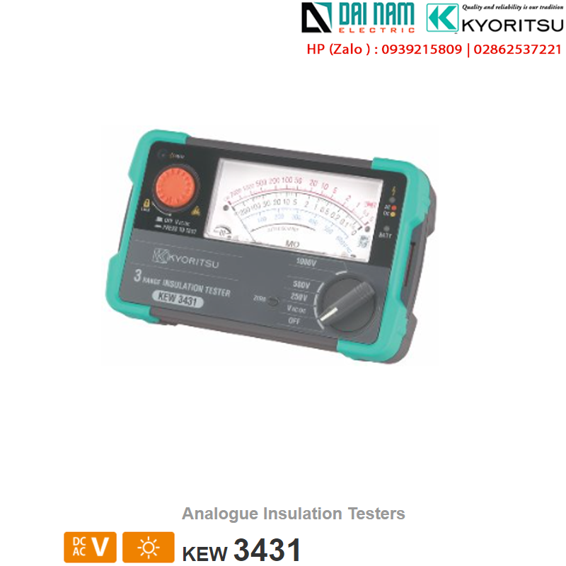 Đồng hồ đo điện trở cách điện KYORITSU 3431 thiết bị kiểm tra cách điện  KYORITSU 3431 | ĐẠI NAM