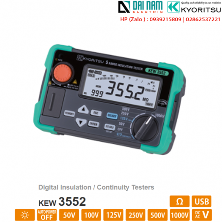 Đồng hồ đo điện trở cách điện KYORITSU 3552 thiết bị kiểm tra cách điện KYORITSU 3552