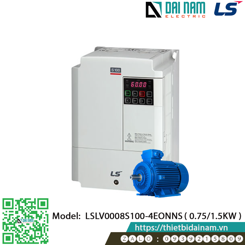 Biến tần LS LSLV0008S100-4EONNS Công suất 0.75/1.5kw điện áp 380~480VAC